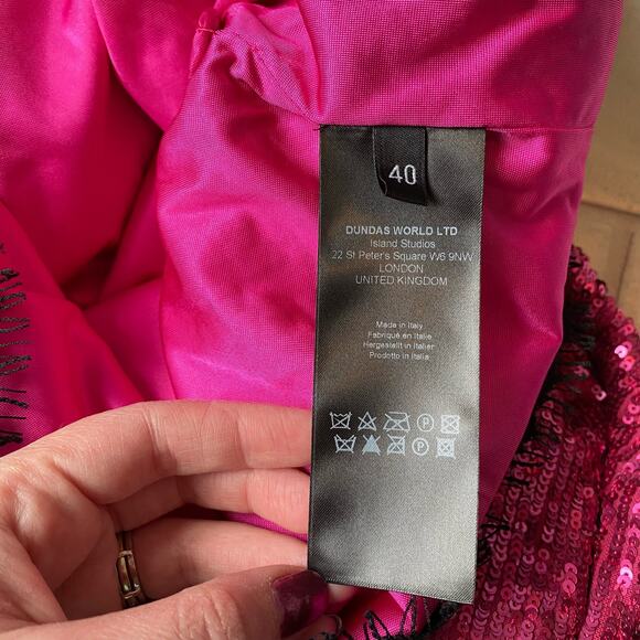 NWT Dundas Pink Sequin Mini Dress Lace Hem 40 - Picture 10 of 13